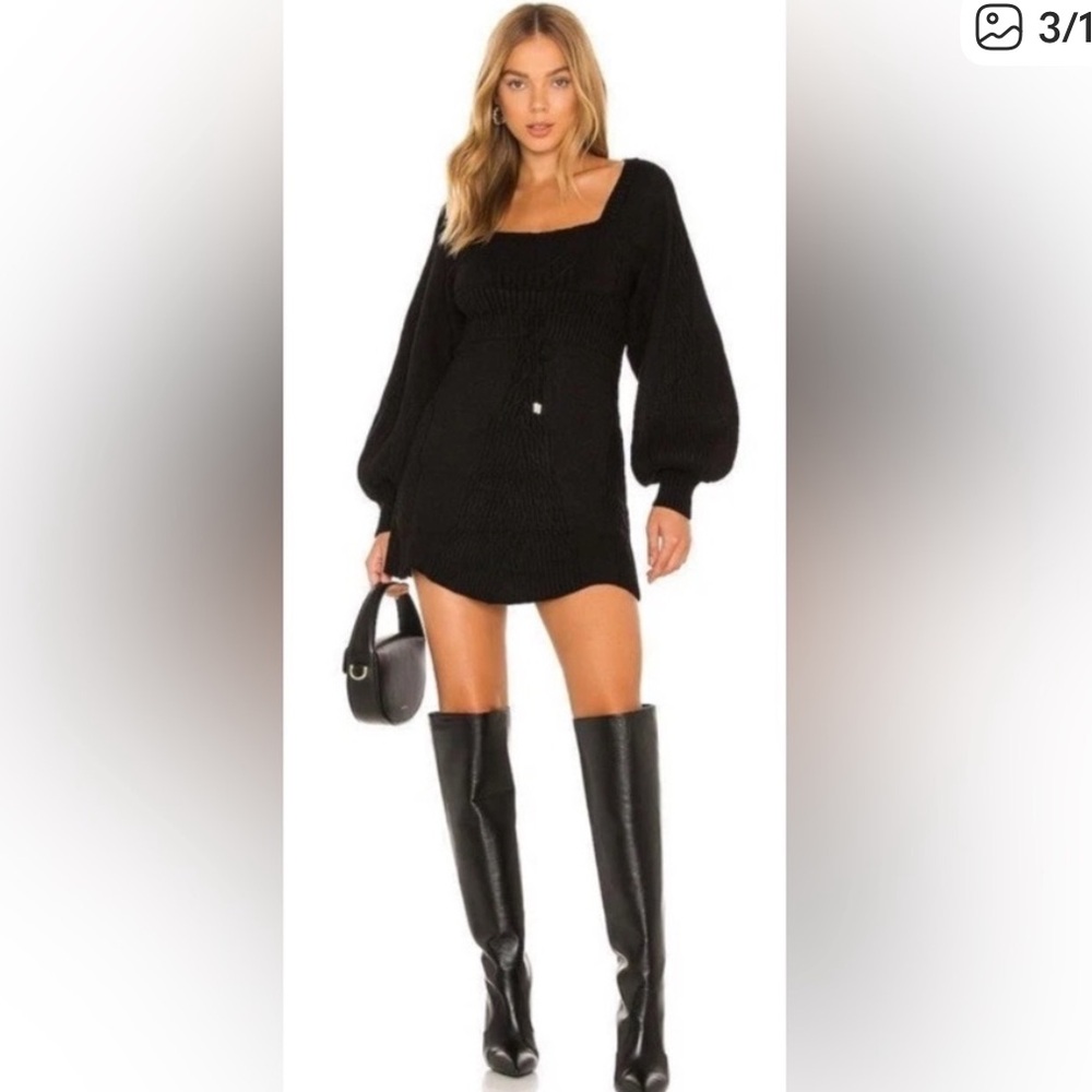 Free People Emmaline Mini Dress Cable Knit Sweater Dress